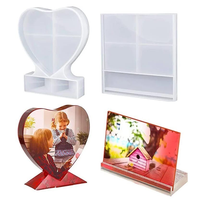 Cetakan Resin Pigura Bingkai Frame Foto Photo Mold Silicone Silikon Bentuk Hati Dan Persegi