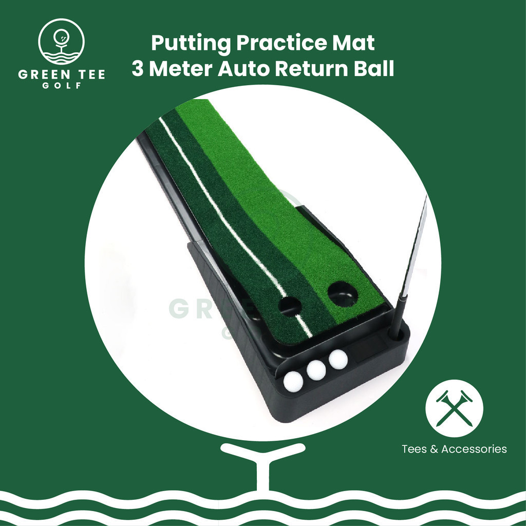 Golf Putting Mat 3 Meter Karpet Golf Putting Trainer Indoor Auto Return Alat Latihan Putting Golf