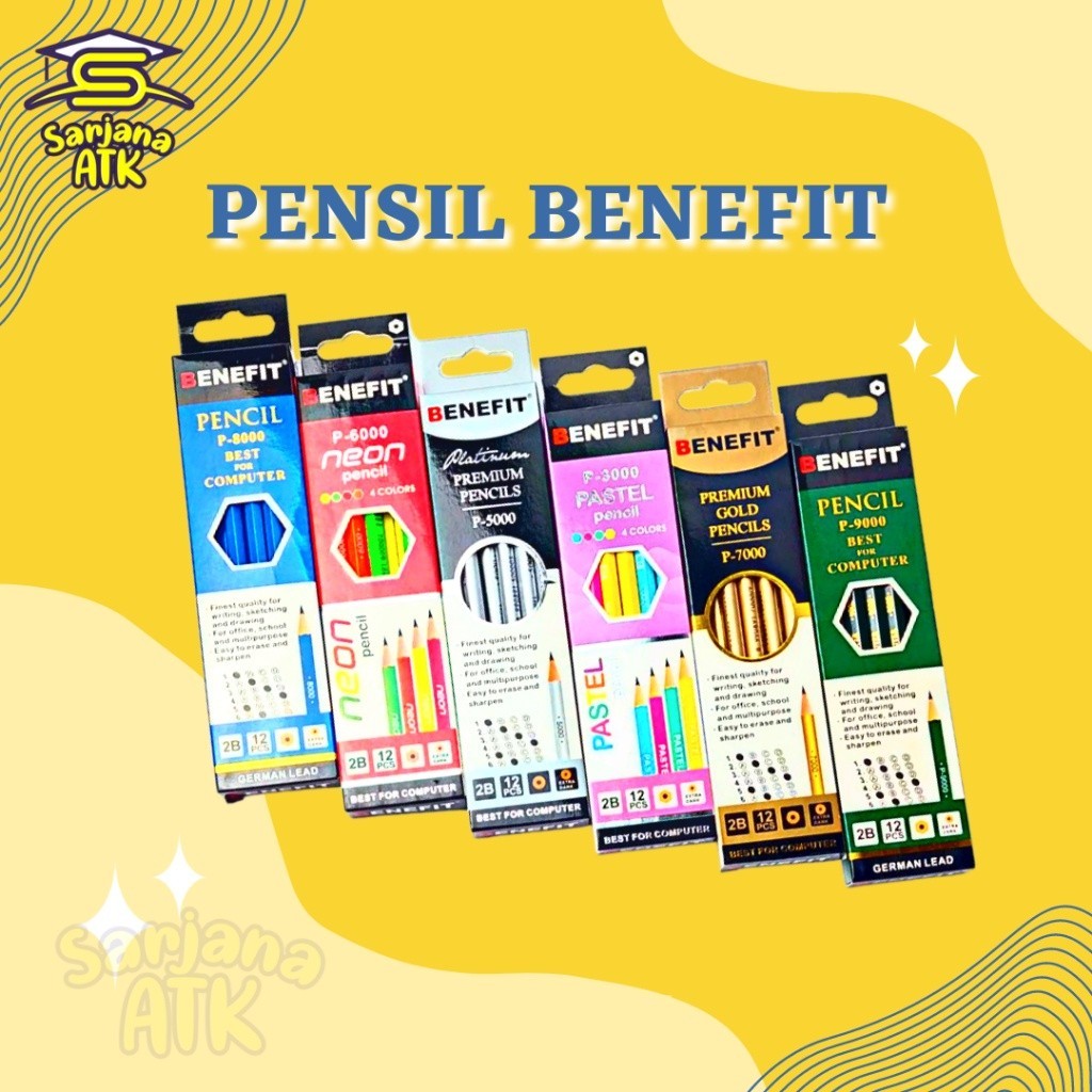 

(12pcs) Pensil 2B Silver Gold Neon Pastel Computer premium BENEFIT