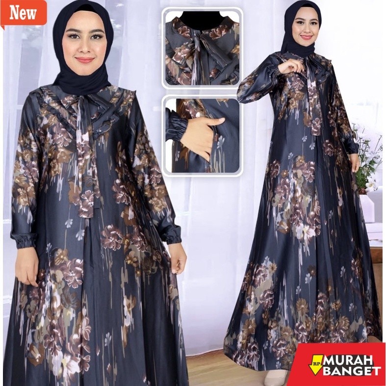 gamis kekinian tahun 2024 ( READY JUMBO )Gamis Motif Terbaru /Gamis Pesta Silk premium /Gamis semi s