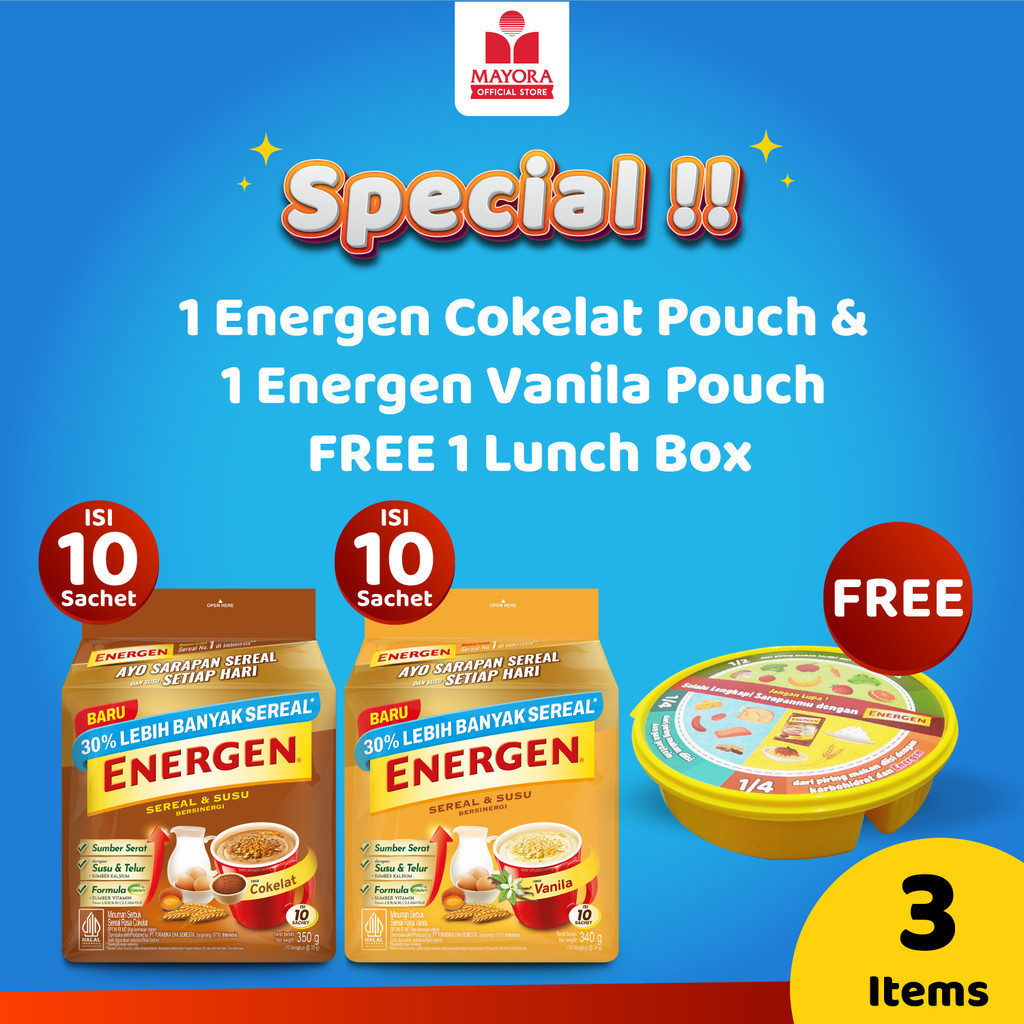 

Paket Energen Cokelat & Vanila Pouch Free Lunch Box