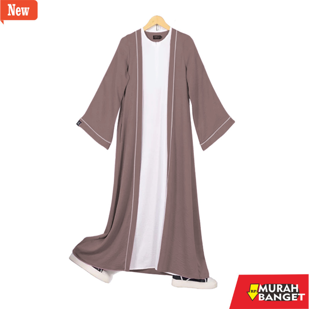 abaya shopee haul 2024 ZARQA-Luna Abaya Gamis Muslimah Maxi dress arab saudi Polos Kombinasi Warna L