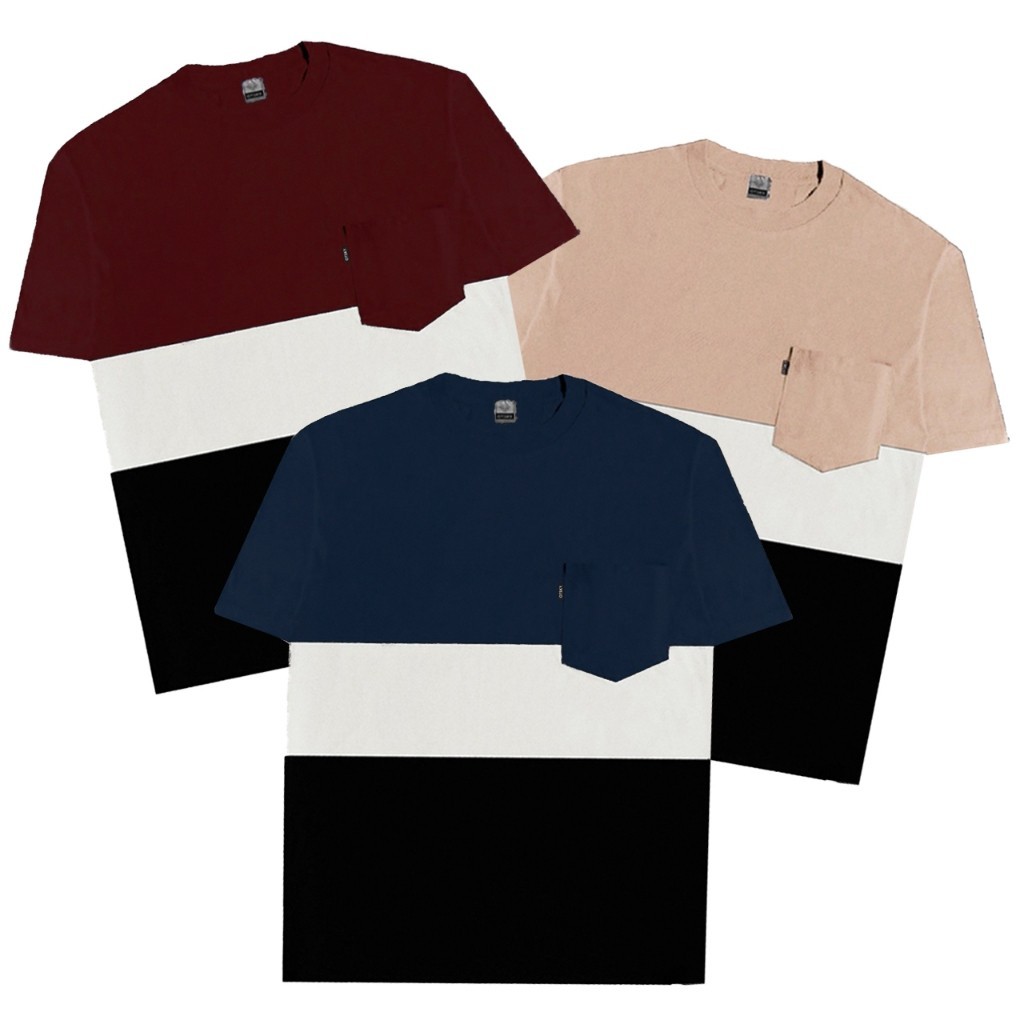 Otsky Kaos Pria Pocket Triple Colour Katun Polos