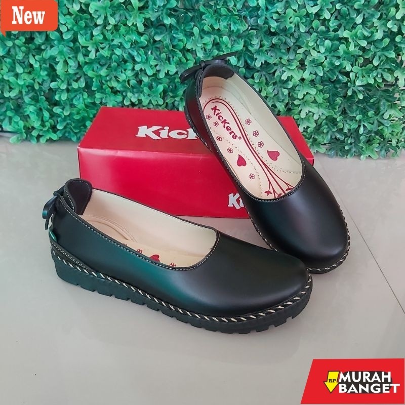 Sepatu kerja wanita  kekinian yg lagi viral- [J..30full black] Sepatu slip on full black / Sepatu ka