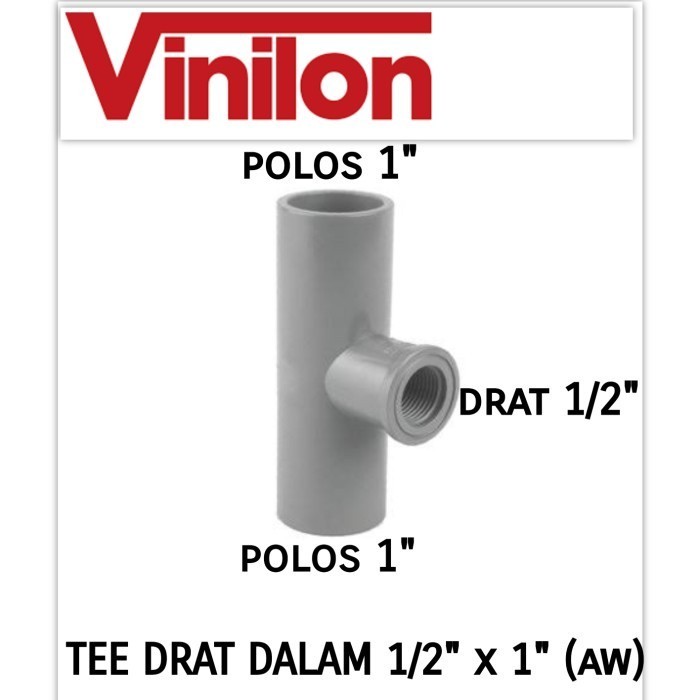 Tee drat dalam 1/2 x 1 inch AW Faucet Tee Tee drat dalam 1/2" x 1"
