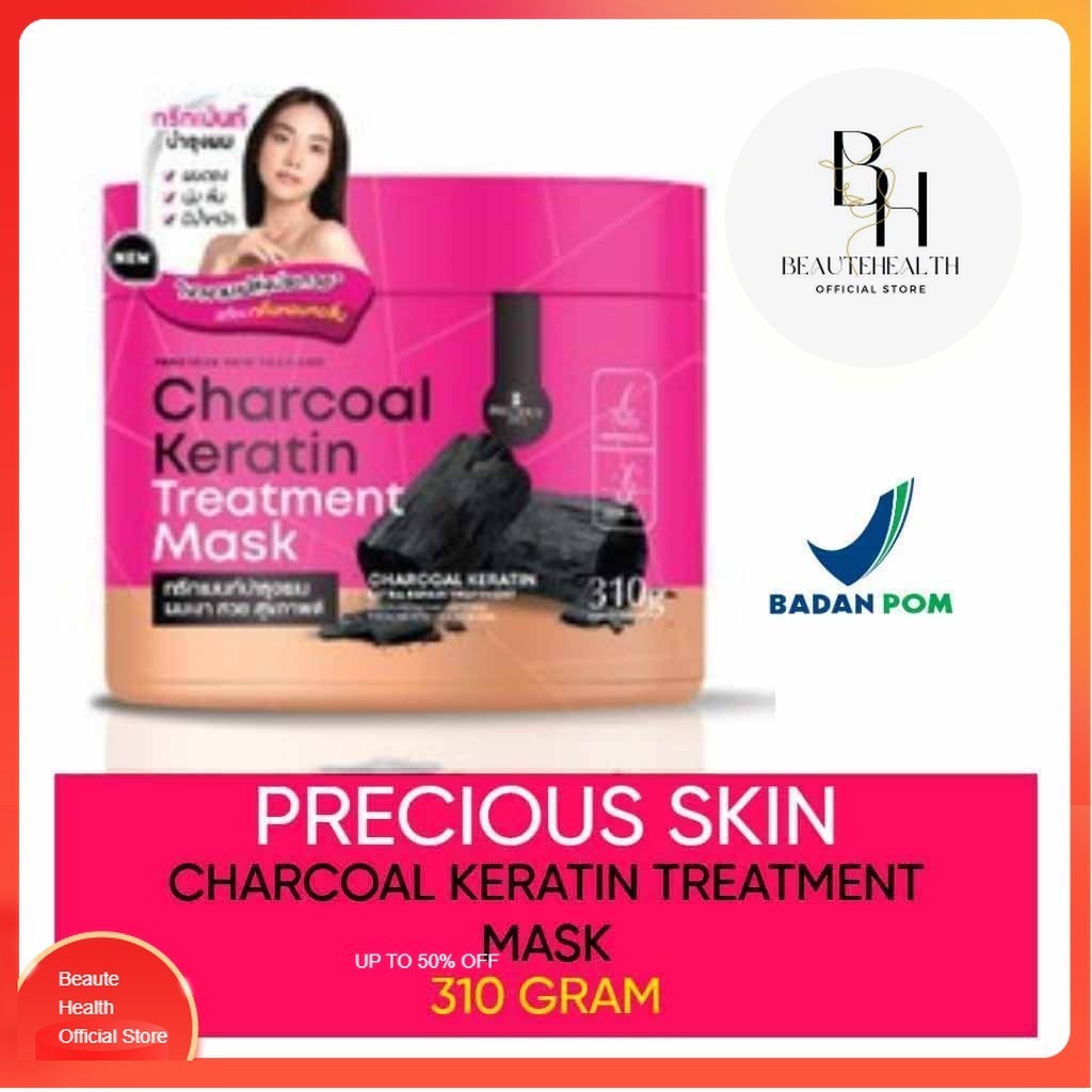 Charcoal Keratin Treatment Mask 310g Merk Precious Skin Thailand  / Hair Mask / Keratin Rambut / Mas
