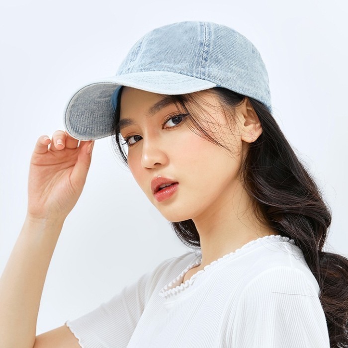 "C.Hyl S" - TERBARU KKV Topi Baseball Washed Denim Vintage Polos Pria Wanita - light blue