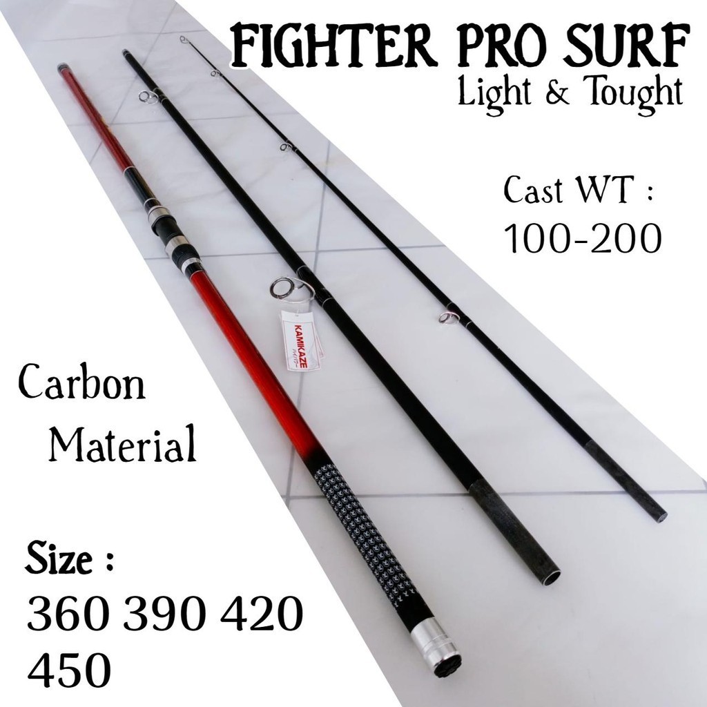 WJF Kamikaze Figter Pro Surf 390 420 Joran Pasiran Sambung 3 Tongkat Pancing Buat  Pinggiran Laut Pa