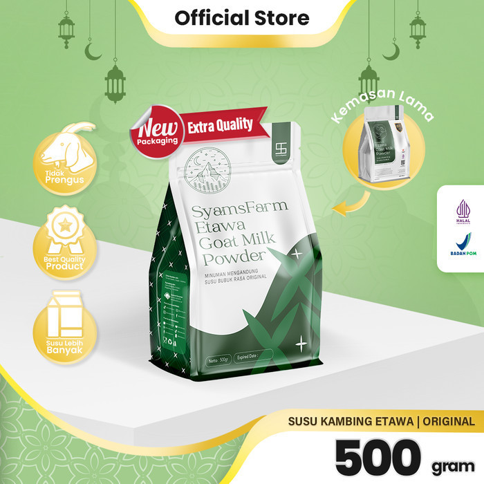 

TERJUAL Premium Susu Kambing Etawa Bubuk Syams 500 gram 1/2 kg Pure Murni Asli