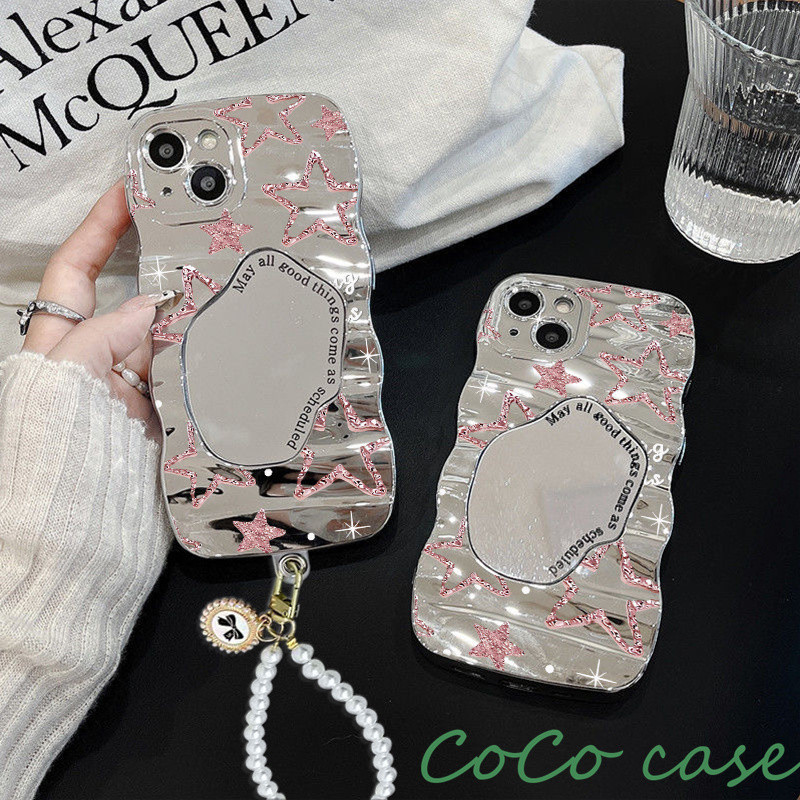 【Case+Gelang】case OPPO bintang dengan rantai mutiara Casing ponsel cocok untuk OPPO A15 A16 A17 A3s 