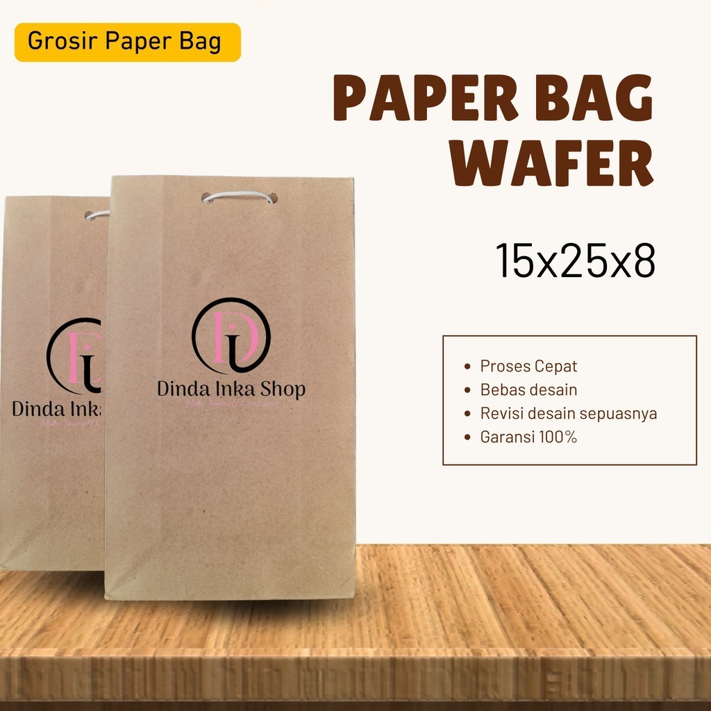 

PAPER BAG SABLON WAFER 50 / PAPERBAG SABLON 15 X 25 X 8 / PAPER BAG PERNIKAHAN / TAS KERTAS SOUVENIR