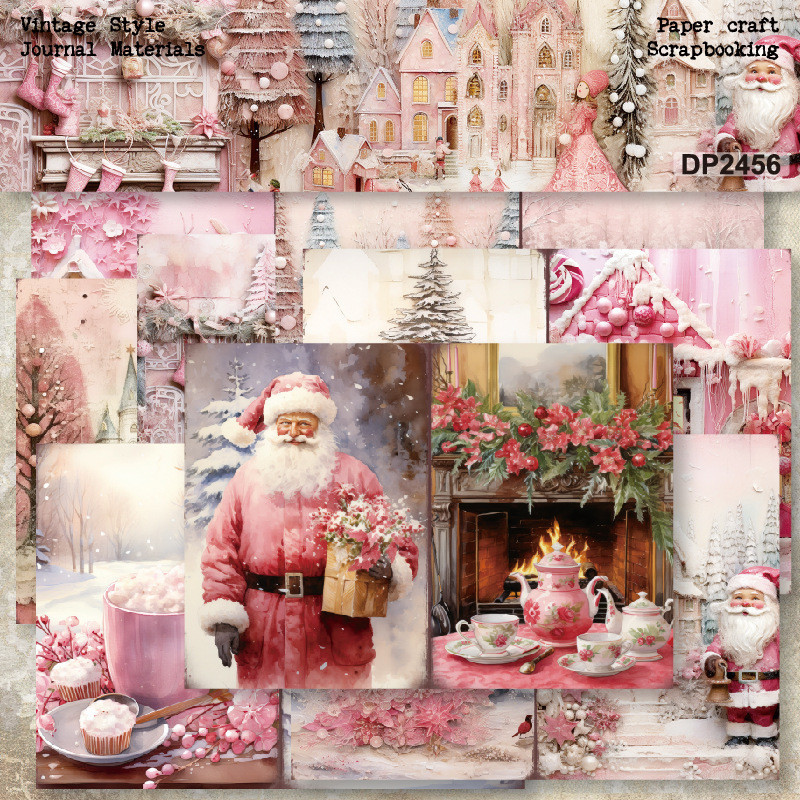 

8sheets A5 Size Santa Claus Scrapbooking patterned paper Fancy Card Pack Light weight Craft Paper Card