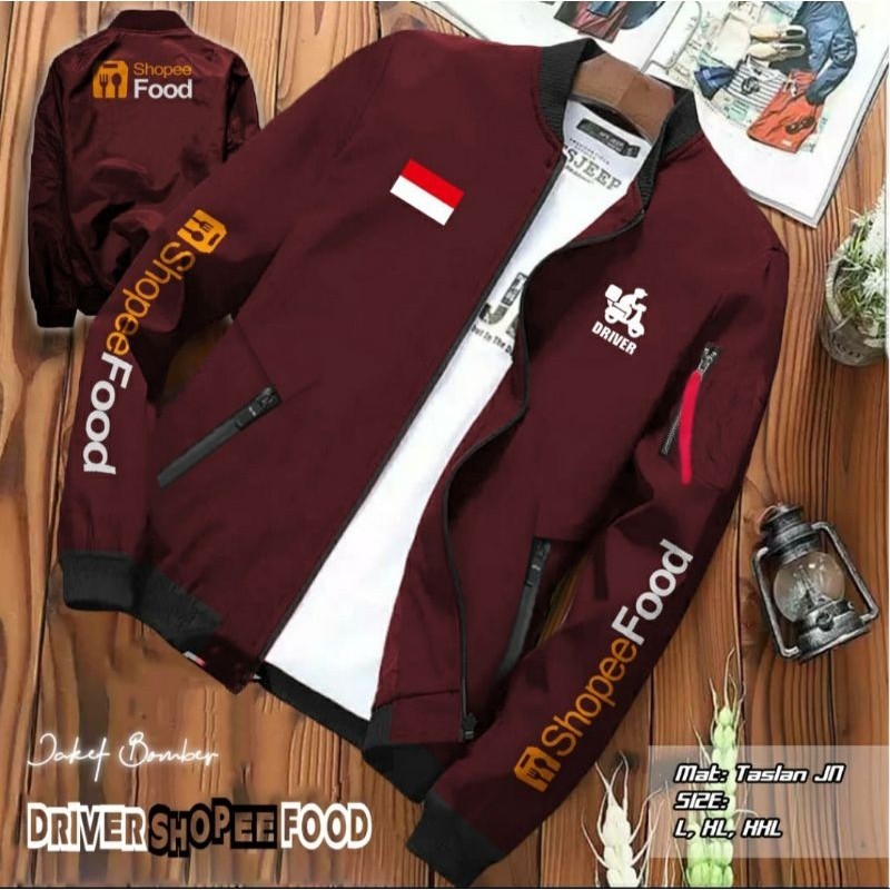 BOMBER SHOPEEFOOD  / JAKET SHOPEFOOD / JAKET PENGENDARA / BOLAK BALIK / ATRIBUT DRIVER MURAH