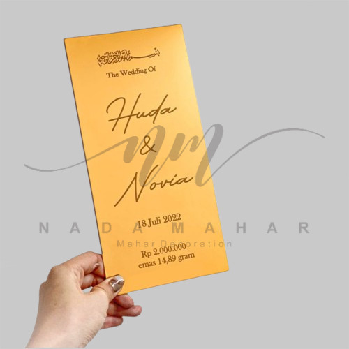 PLAT NAMA NOMINAL TANGGAL PERNIKAHAN ACRYLIC MIRROR DEKORASI FIGURA MAHAR AESTHETIC MAHAR SCRABBOOK 