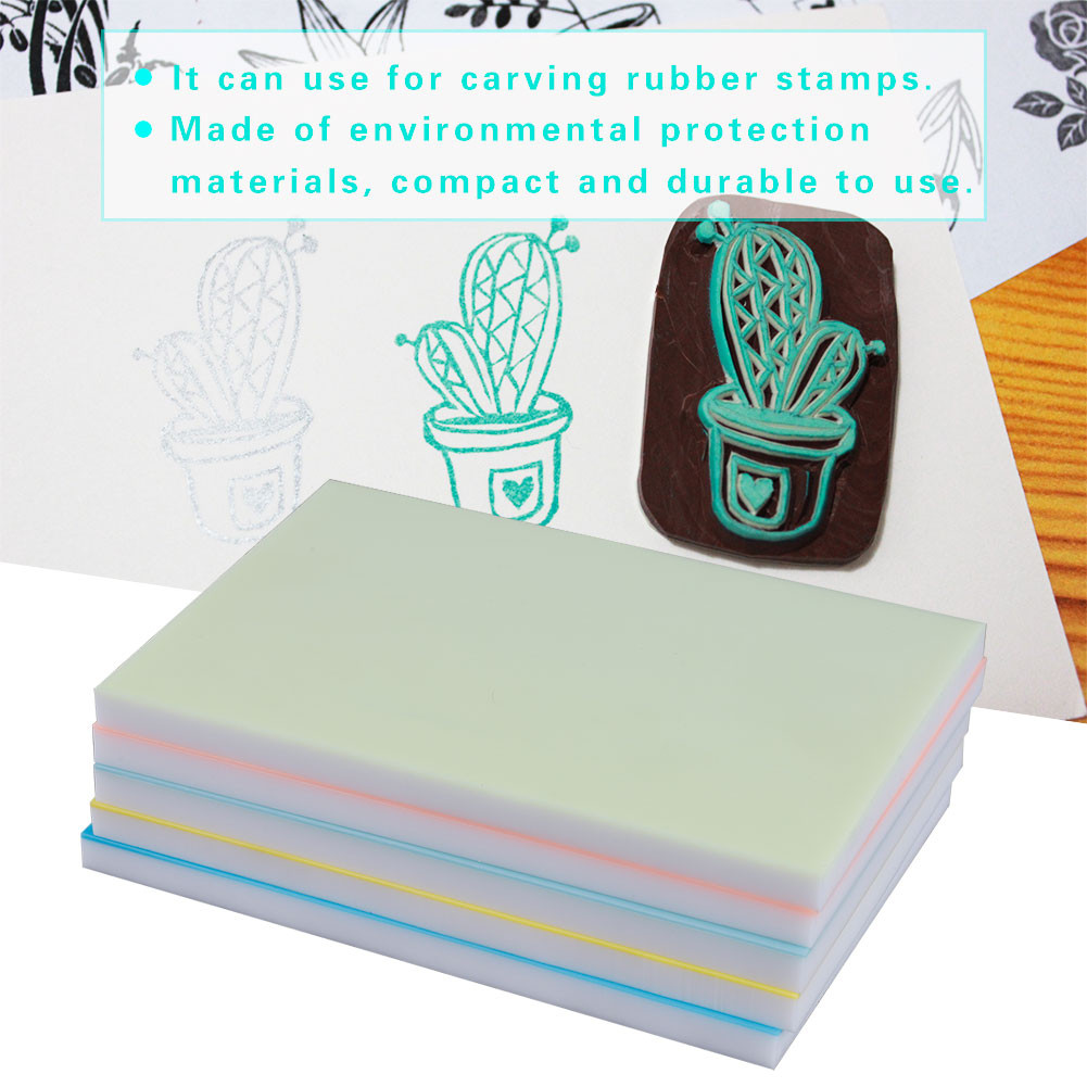 

Rubber Stamp Carving Block Both Sides Opening Colored Rectangular PVC for DIY Engraving Fonts Patterns and Other Shapes