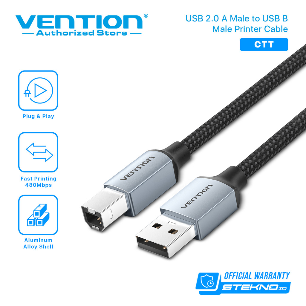 Vention Kabel Data USB 2.0 A Male to B Male Printer SoundCard Aluminium Alloy Braided Series