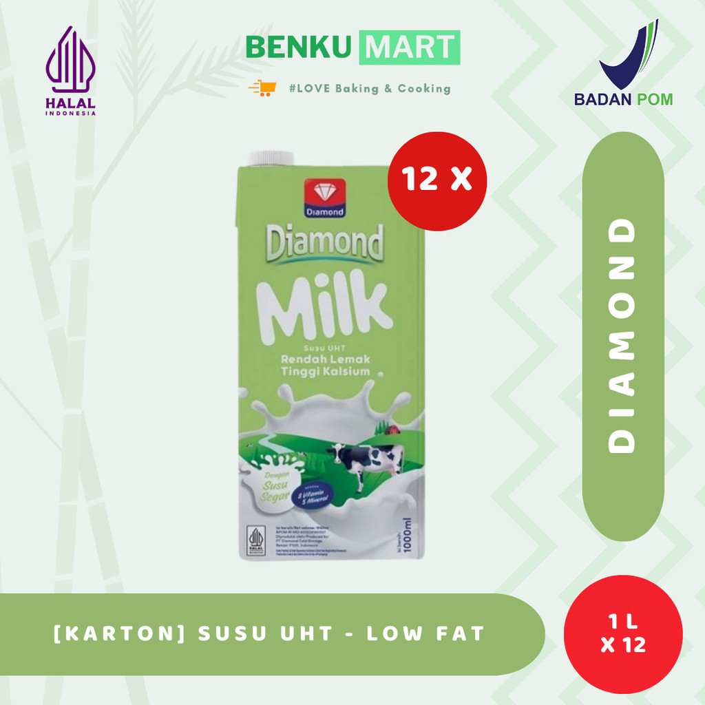 

[KARTON] Susu UHT Diamond Low Fat 1 Liter