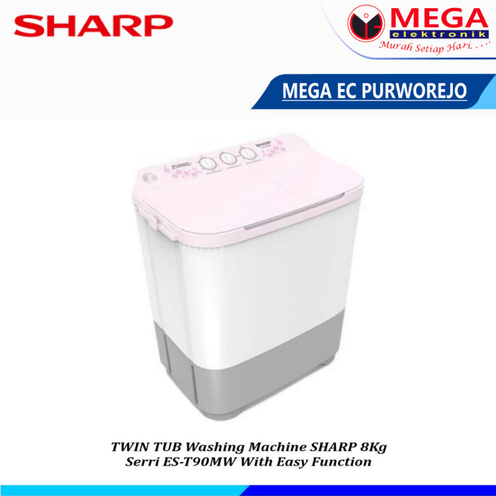 MESIN CUCI SHARP ES-T90MW / ES T90 MW 2 TABUNG 8KG