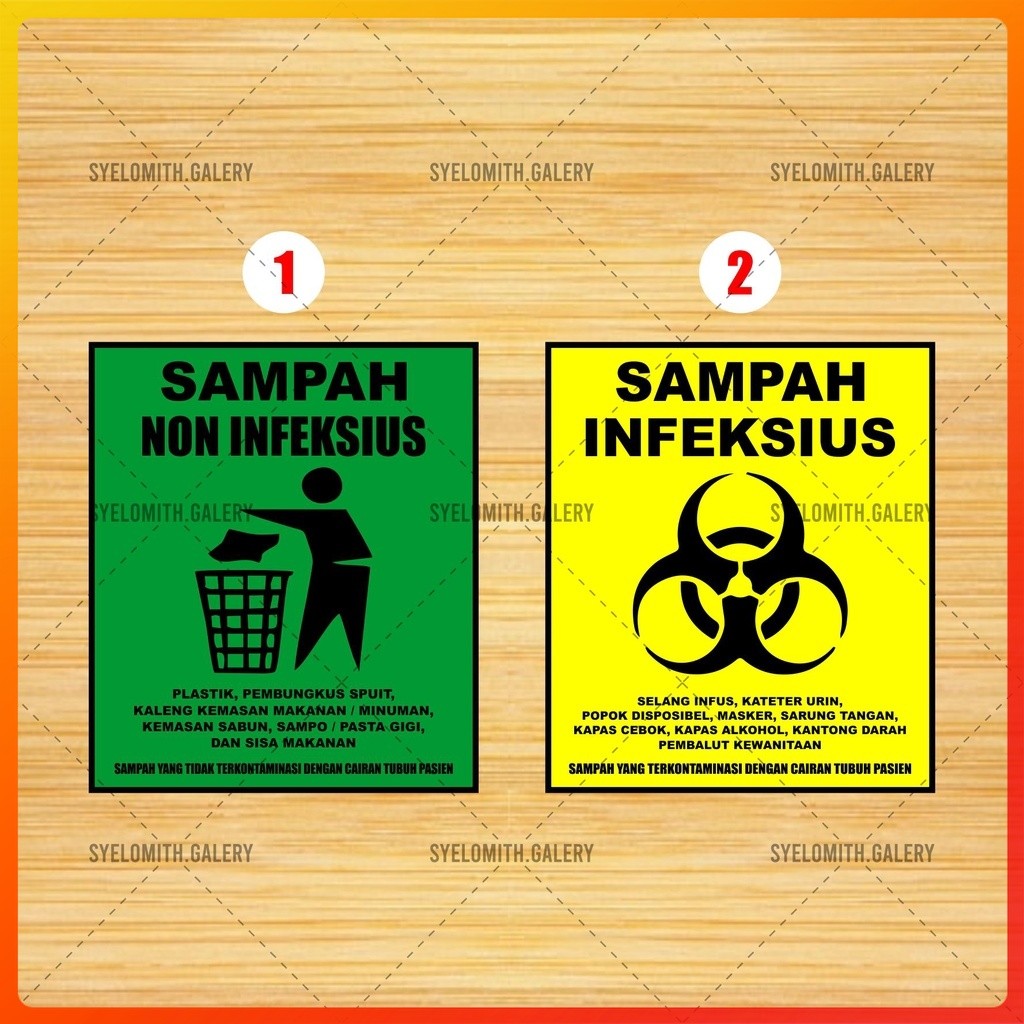 Stiker Sampah Infeksius Dan Non Infeksius -Stiker Sampah Organik Stiker Sampah Non Organik - Colorfu