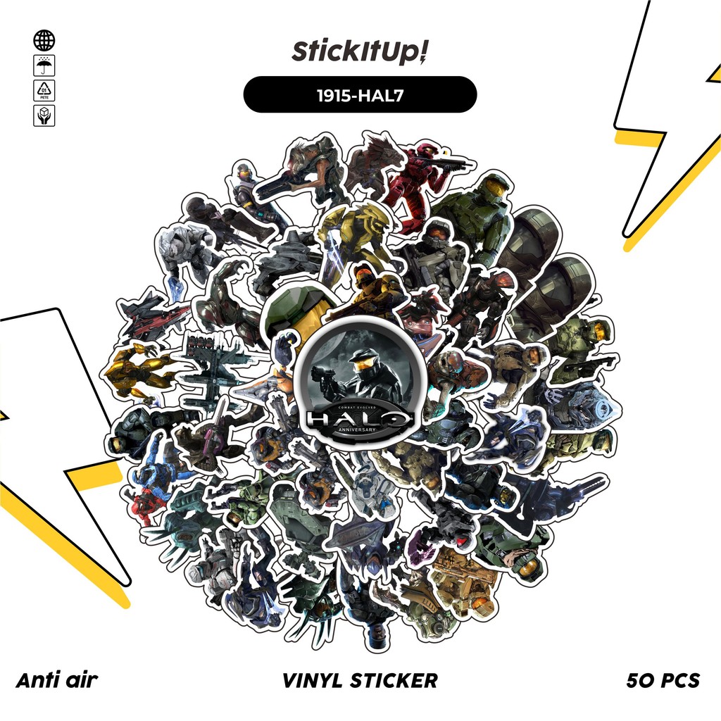 

COD✨ 50 Pcs Stiker Pack GAME SERIES HALO CHAR MIX 07 Lucu Aesthetic Vynil Waterproof untuk Freebies Sticker Buku Journal Casing HP Laptop