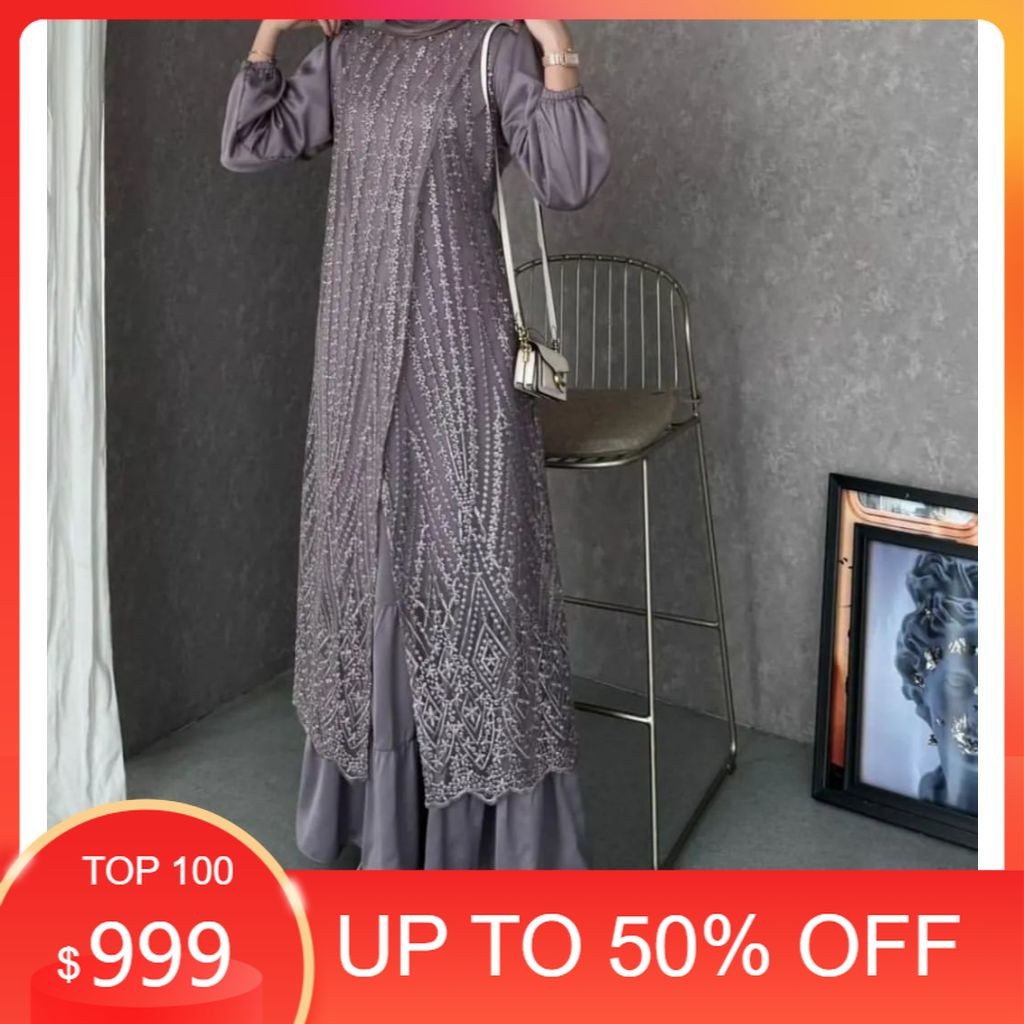 MURAAHH / Baju Gamis Brokat Livia dress Baju Pesta Kondangan Terbaru Gamis Mewah 2024 Gaun Brokat Pe