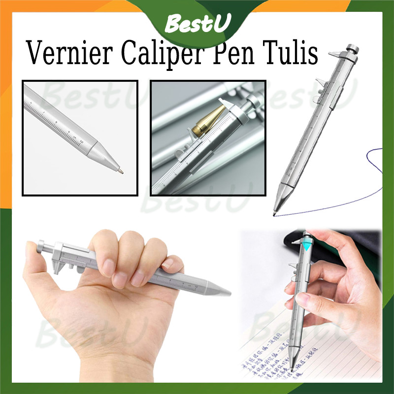

Pulpen Jangka Sorong Pena/ Sigmat Vernier Caliper Pen /Tulis Mistar Ukur/Pena Ukur Ballpoint Alat Ukur Multifungsi Penggaris Skala