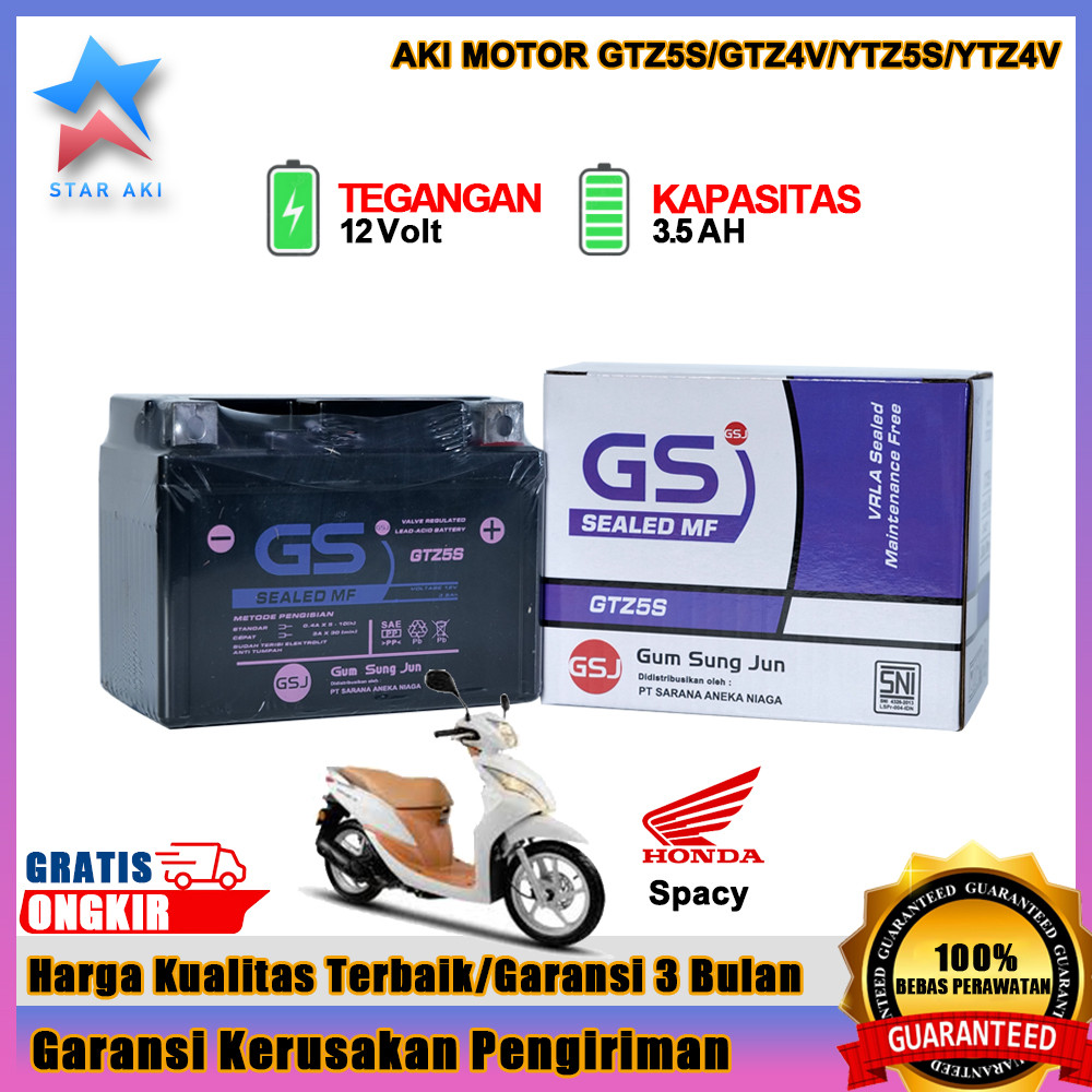 Aki Motor Honda Spacy Aki Kering Accu Kering MF GTZ5S