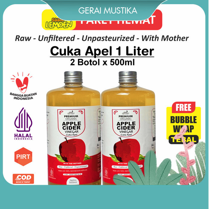 

Cuka Apel Organik Apple Cider Vinegar Premium With The Mother minuman pelangsing badan