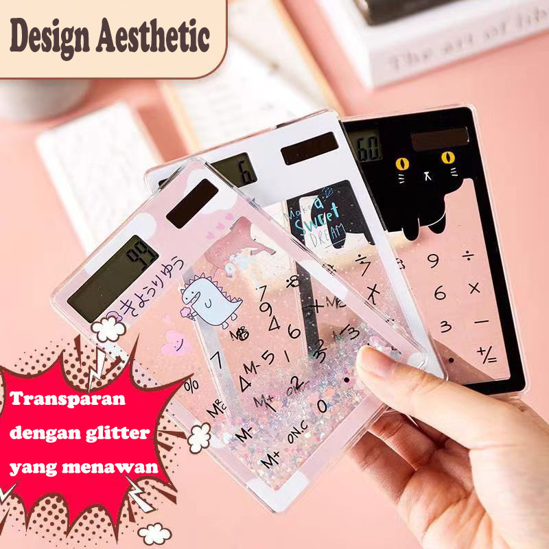 

KALKULATOR MINI DESIGN AESTHETIC TRANSPARAN 8 DIGIT DENGAN GLITTER CANTIK / KALKULATOR PORTABLE MINI