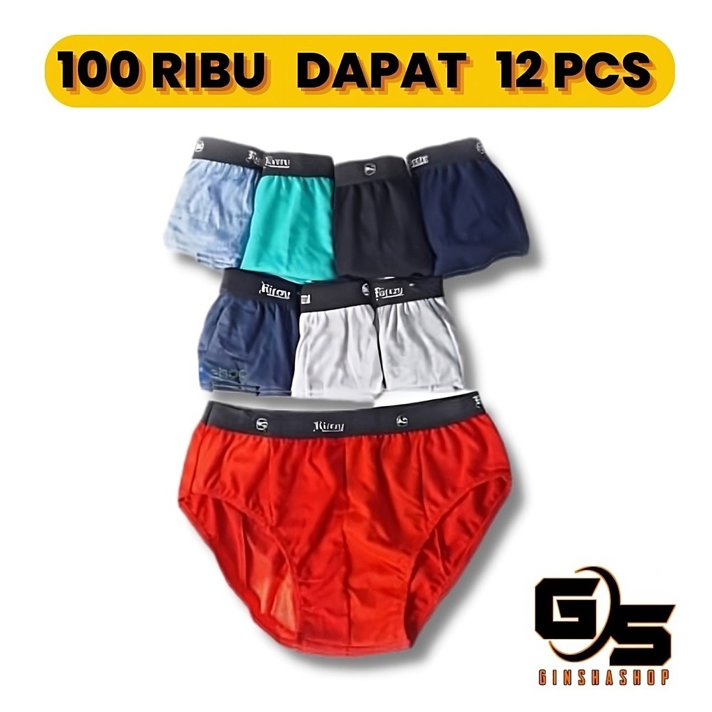 12 PCS Sempak Dewasa Pria Cowok Cd Celana Dalam Laki2 Dewasa 1 Lusin Daleman Cwo Tebal Grosir Murah 
