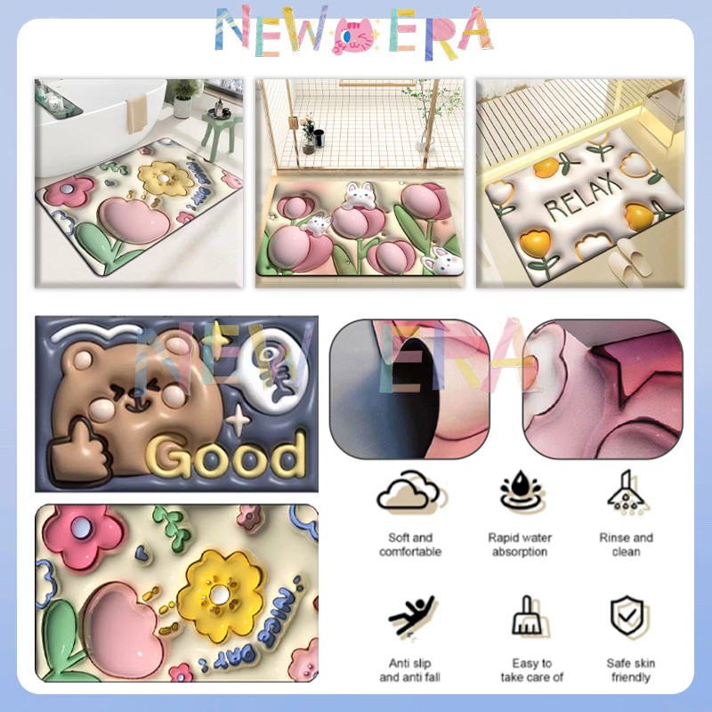 Keset Lantai Menyerap Air 3D Kkarakter Keset Kamar Mandi Serap