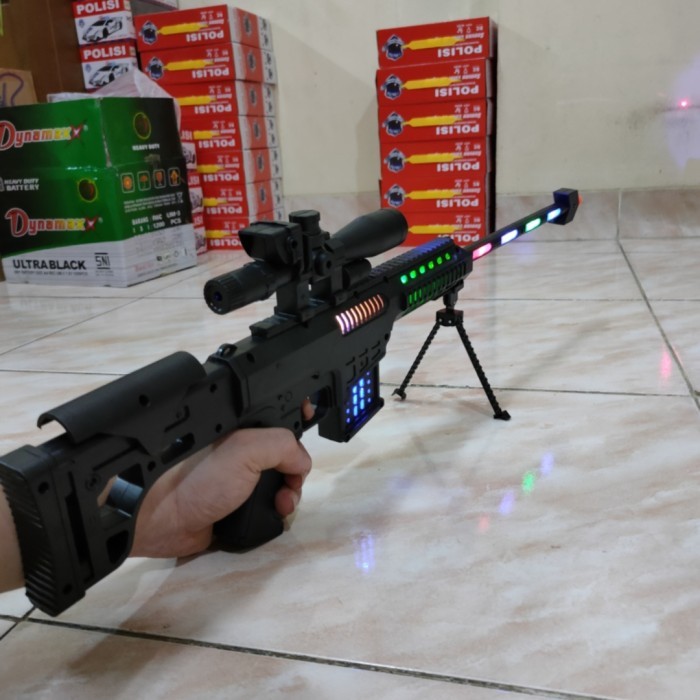 Mainan Senjata Sniper 17566 Lampu Led, Suara tembakan Dan Laser