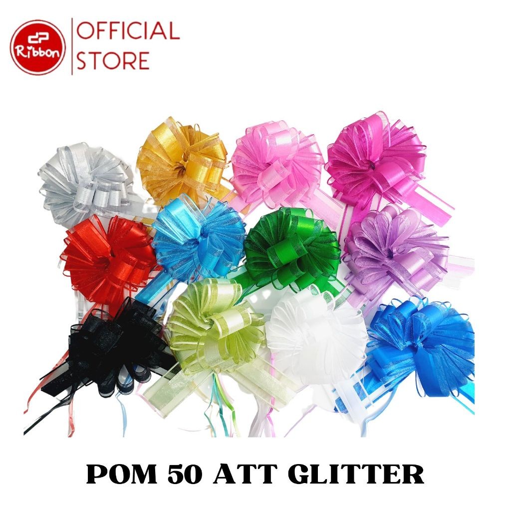 

Pita Tarik Pom 50 mm Matte GLITTER Hiasan Serut Parcel Kado Souvenir RIBBON