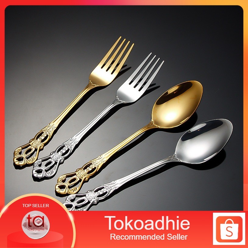 {SM} Sendok makan /sendok gold/silver /sendok stainless/garpu makan garpu stainless - Tokoadhie