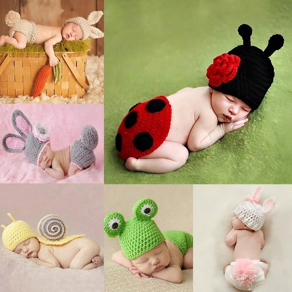 Baby Photo Props Cartoon Fox Rabbit Snail Animal Costume Cosplay Outfit Newborn Photography Prop Acc