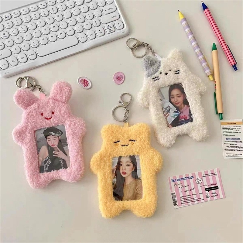 

Plush Photocard Holder Cute Rabbit Kpop Album Picture Case Binder Photo Card Packaging Supplies Idol Cards Collect Sleeve