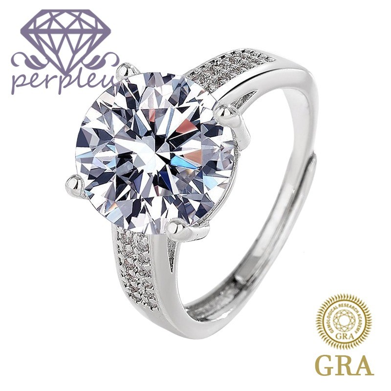 Sertifikat GRA Gratis Ins Style Baris Sederhana Berlian 5 Karat Mozzarella Berlian Wanita Cincin