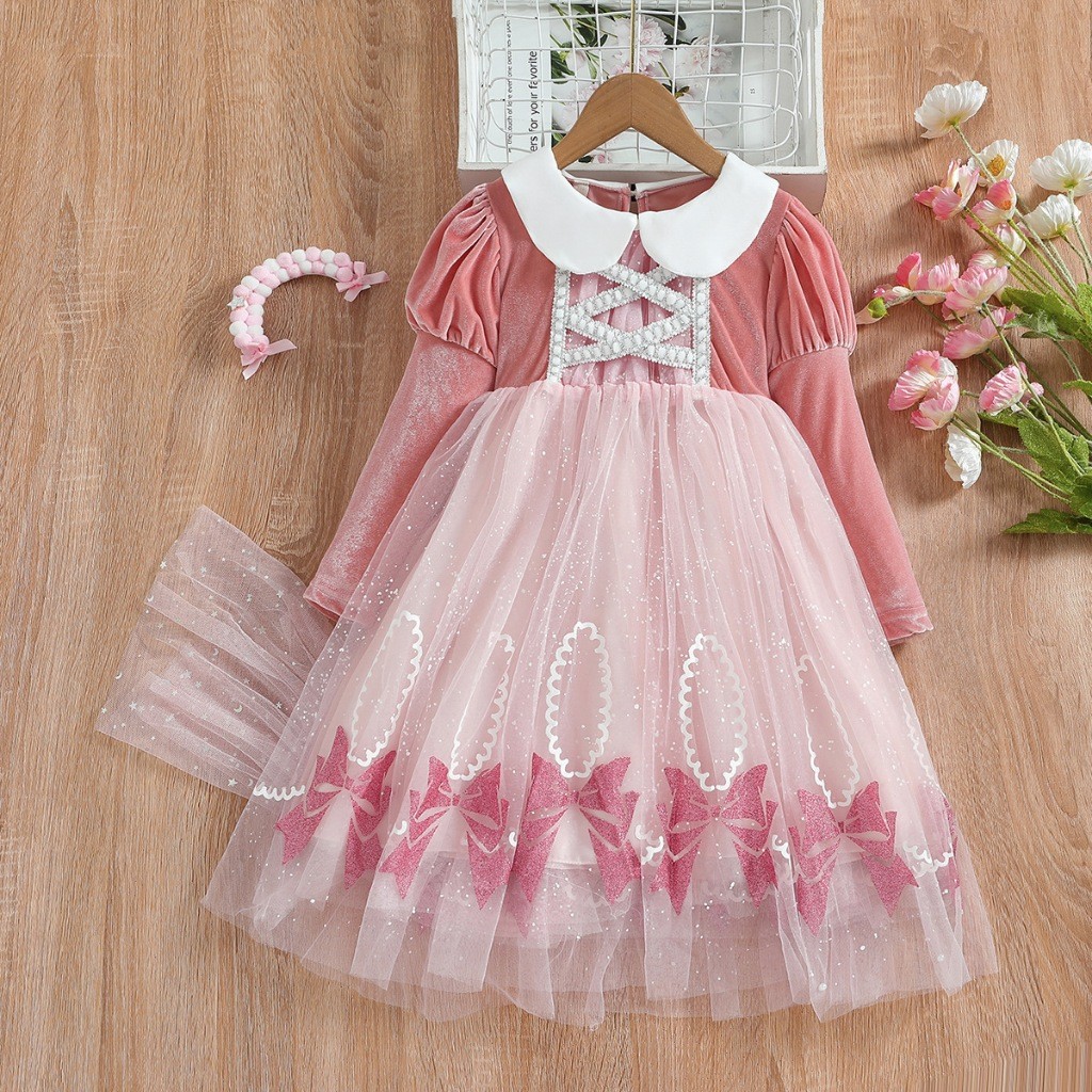 Bellini - Dress / gaun pesta anak dan bayi lengan panjang rok panjang elsa frozen - YB6