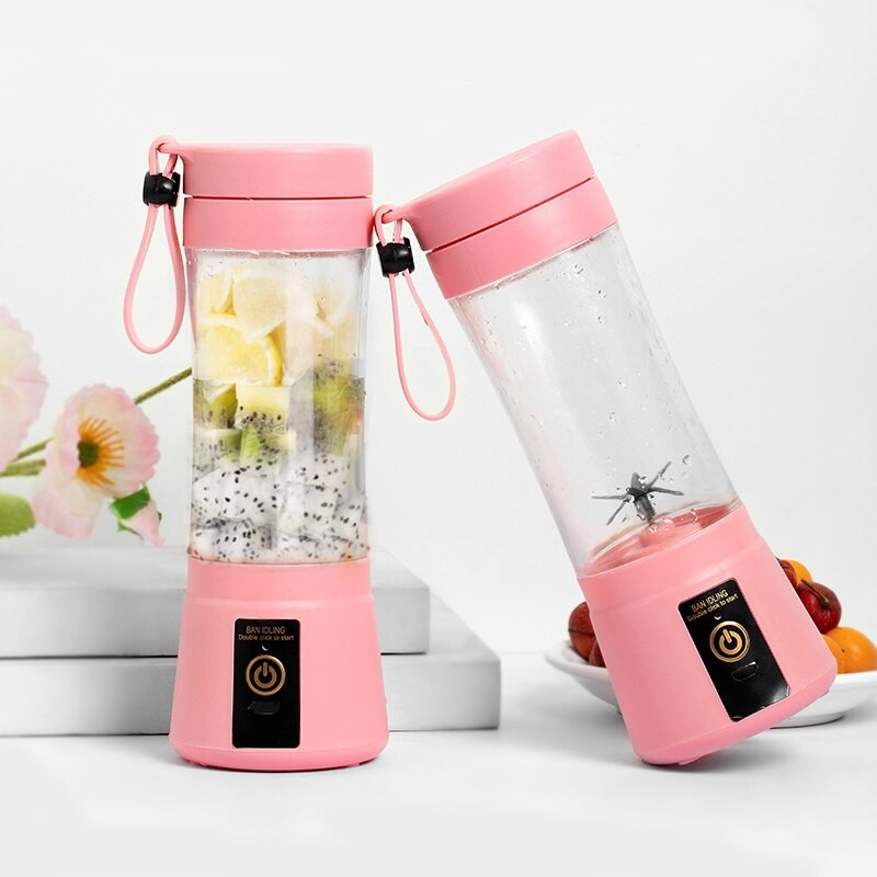 

1Pc Pink Mini Portable Blender Milkshake Cup With USB Rechargeable 6 Blades Mini Fruit Juice Mixer Shake Take Juice Cup