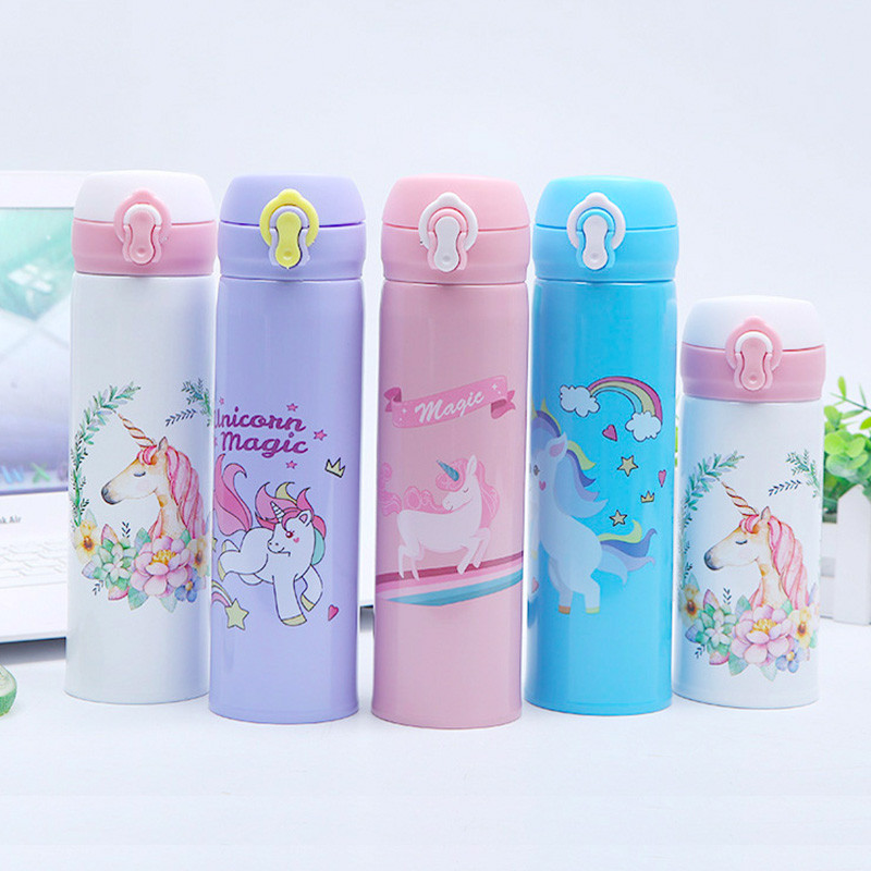 

500ML Children's Thermos Bottle Vacuum Water Bottles 304 Stainless Steel Drinking Cartoon Cup School Water Bottle For Girls Kids