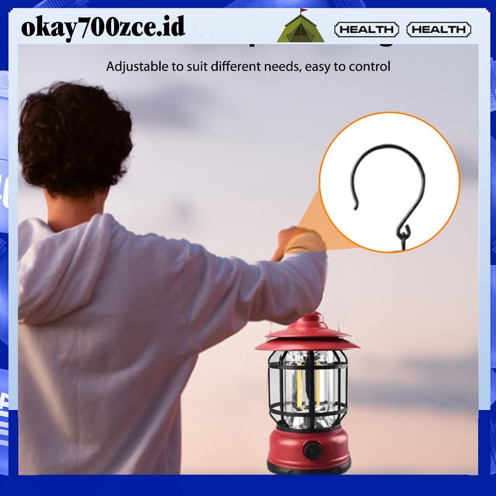 [OKA-id] 1200mAh Multifunctional Camping Light USB Rechargeable Vintage Lanterns (Red)