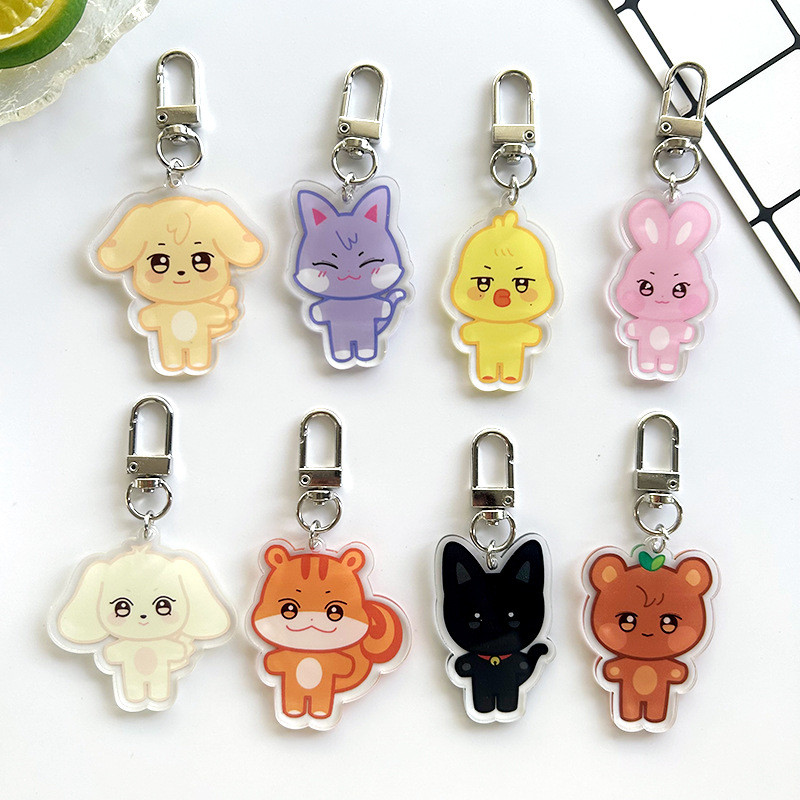 

Kpop ATEEZ Cartoon Keychain Albums ANITEEZ Key Chain Hongjoong Seonghwa Yunho Yeosang San Keyring Pendant Accessories Fans Gift