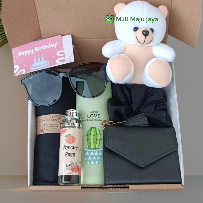 

hampers ulang tahun anniversary cewek kado aksesoris cewek gift hadiah - Hitam Teddy, Bening