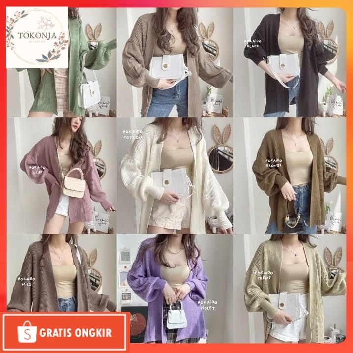 Cardigan Korea / CARDIGAN RAJUT HOKAIDO OVERSIZE OUTER KNIT KOREA TANGAN BALON CARDY