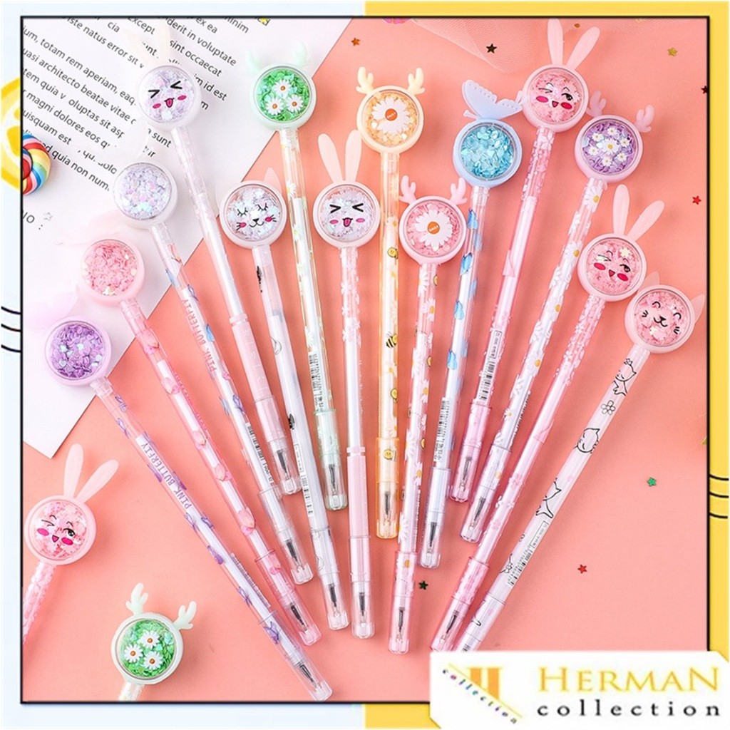 

Alat Tulis Anak / HC Pena Karakter Payet Gliter Bunny Lucu Black Ink Gel Pulpen Murah Gel Bolpen Gel Pastel Alat Tulis Karakter Kupu-Kupu Perlengkapan Sekolah Kantor Murah