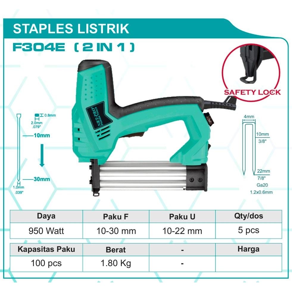 

Staples Listrik F304E NRT PRO / NRT PRO F304E Mesin Paku Tembak Staples Elektrik