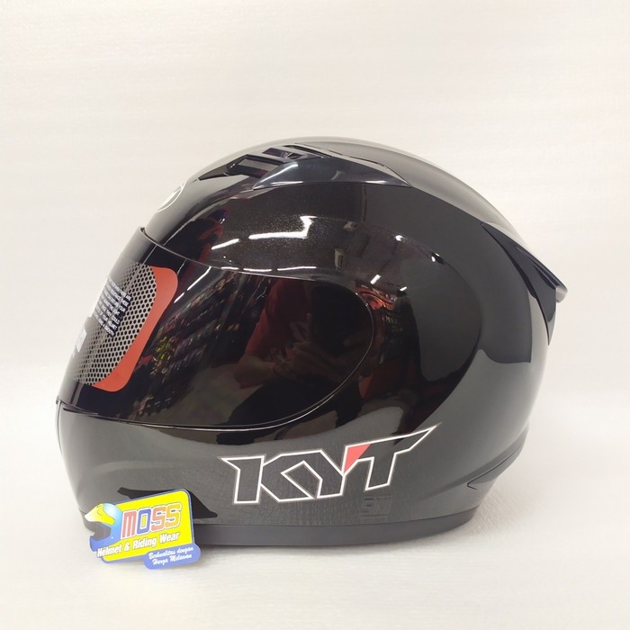 Helm KYT R10 Polos Solid Black Glossy | Full Face | Original Product