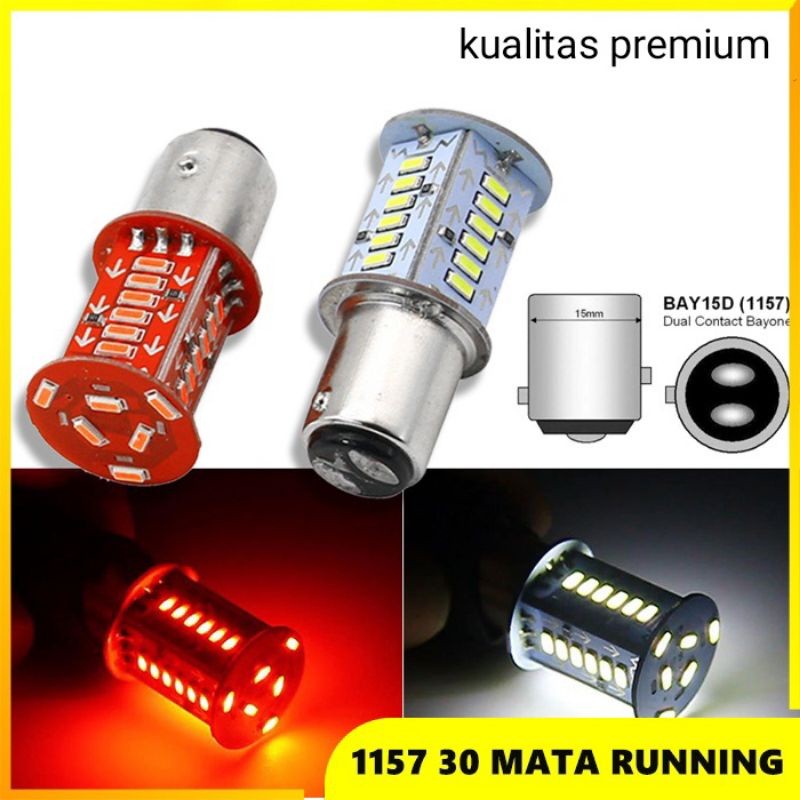 Promo - lampu led stop rem belakang 30 mata running dan kedip super terang universal Kualitas Terbai