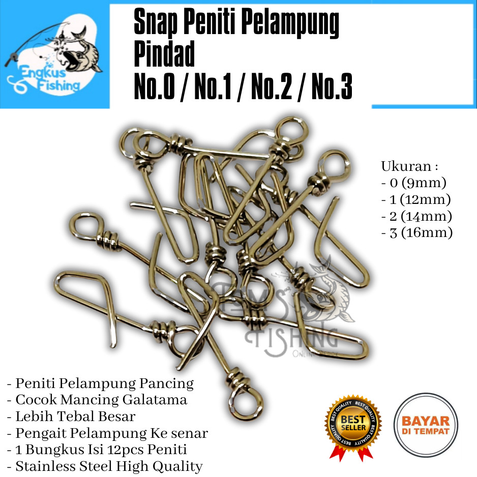 Snap Peniti Pancing PINDAD (Perbungkus) Pelampung Stainless Steel Murah - Engkus Fishing