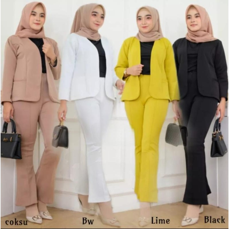ONE SET BLAZER SCUBA NABILLA BAHAN SCUBA PREMIUM